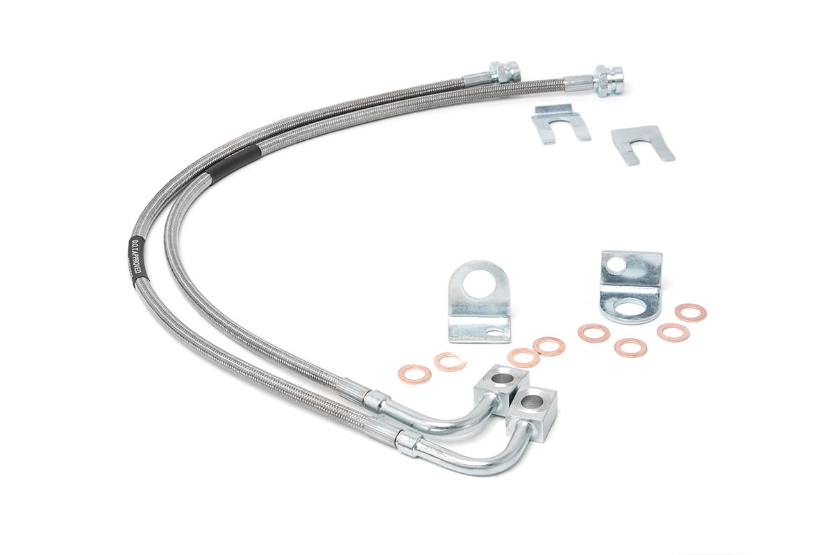 Rough Country Jeep Front Stainless Steel Brake Lines, 4-6in (07-18 Wrangler JK)